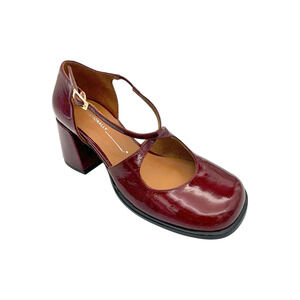Intentionally Blank Women's Leather Cross Strap Pumps Merlot - Medium